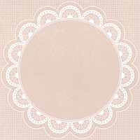 Floral lace frame, circle shape on pink background psd