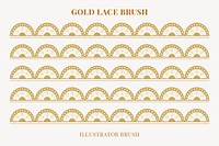 Vintage lace pattern brush, gold feminine crochet border vector, compatible with AI