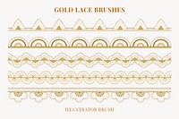 Feminine lace pattern brush, gold classic flower border vector, compatible with AI