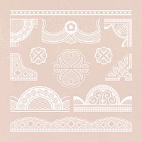 Vintage lace clipart, feminine fabric design in white vector set