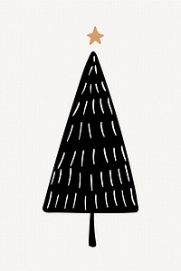 Black Christmas tree element, creative doodle hand drawn, festive design vector