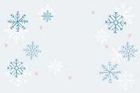 Blue snowflake background, Christmas winter doodle vector