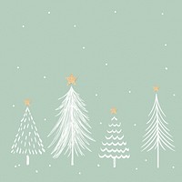 Green Christmas background, aesthetic pine trees doodle psd
