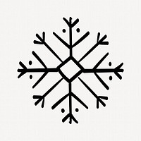 Winter snowflake sticker, Christmas doodle in creative design psd