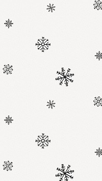 Christmas iPhone wallpaper, cute doodle pattern in black and white vector