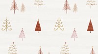 Christmas computer wallpaper, cute doodle pattern in beige vector