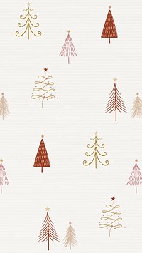 Cream Christmas phone wallpaper, cute doodle pattern vector