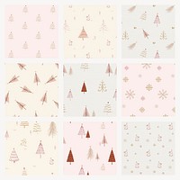 Festive Christmas background, cute doodle in pastel vector collection