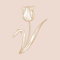 Tulip flower sticker, blue vintage botanical illustration psd