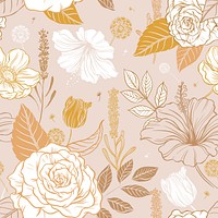 Aesthetic flower pattern background, vintage botanical illustration psd