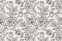 Flower pattern background, vintage botanical in black and white psd