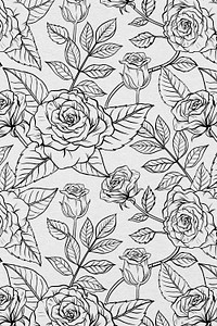 Flower pattern background, vintage botanical in black and white psd