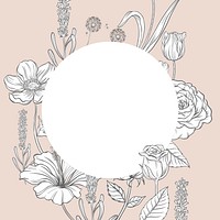 Aesthetic flower frame background, vintage botanical in beige vector