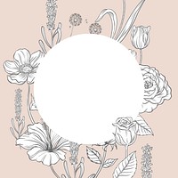 Aesthetic flower frame background, vintage botanical in beige psd