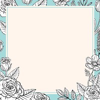 Vintage flower frame background, blue botanical vector