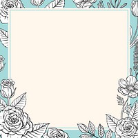 Vintage flower frame background, blue botanical psd