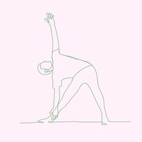 Hobby line art sticker, person exercising, simple drawing collage element psd
