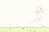 Minimal lifestyle background, simple green design, woman jogging illustration vector