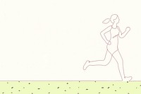 Woman jogging background, simple line art, green background psd