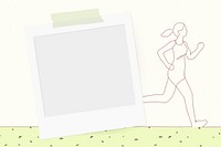 Woman running frame background, daily routine graphic illustration vector