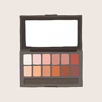 Eyeshadow palette clipart, makeup product illustration in earth tone psd