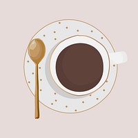 Coffee collage element, beverage illustration in aesthetic design psd