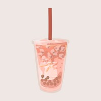 Boba tea clipart, cute beverage illustration vector