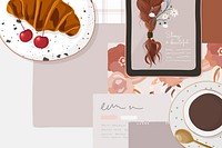 Feminine background, beauty blogger lifestyle illustration psd