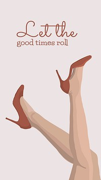 Pink feminine Instagram story template, heels fashion illustration with quote vector