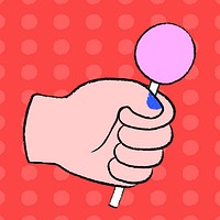 Lollipop hand clipart, colorful doodle psd