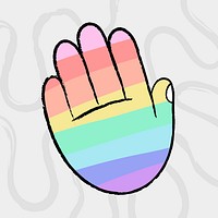 LGBTQ+ palm hand sticker, colorful doodle vector