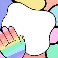 LGBTQ+ rainbow frame background, cute pastel doodle psd