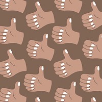 Thumbs up background, hand doodle pattern in brown psd