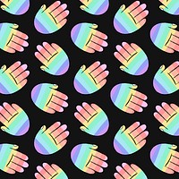 LGBTQ+ rainbow background, hand doodle pattern vector