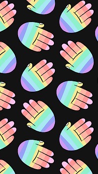 LGBTQ+ rainbow phone wallpaper, hand doodle pattern vector