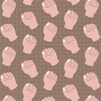 Raised fist background, doodle pattern with empowerment concept psd