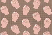 Raised fist background, doodle pattern with empowerment concept psd