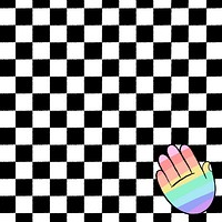 White checkered background, LGBTQ+ rainbow hand doodle border vector