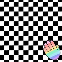 White checkered background, LGBTQ+ rainbow hand doodle border psd