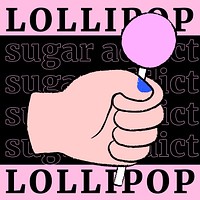 Pink lollipop Instagram post template, cute hand doodle vector