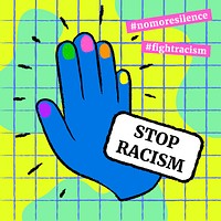 Stop racism Instagram post template, funky doodle in colorful design vector