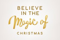 Magical Christmas background psd, gold holiday greeting typography