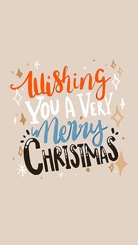 Merry Christmas iPhone wallpaper, holiday greeting typography vector