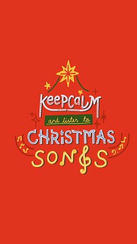 Keep calm Christmas iPhone wallpaper psd, holiday greeting typography