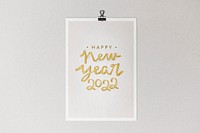 Happy new year 2022 typography on a wall poster