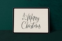 Christmas digital tablet mockup psd, on green background