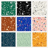 Terrazzo seamless texture marble background vector set