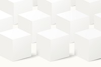 Minimal cube pattern background, white 3D geometric shape vector