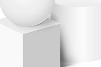 White minimal background, 3D geometric shape composition vector