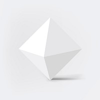 Geometric octahedron shape, 3D rendering in white vector